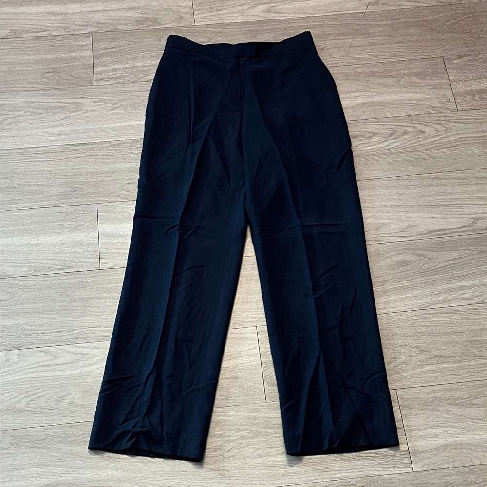 Ralph Lauren Navy Wide-Leg Dress Trousers